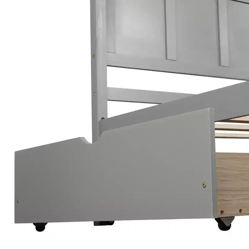 Lit plateforme de rangement en bois pour lits jumeaux avec lit gigogne/deux tiroirs-ModernLuxe