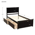 Lit plateforme de rangement en bois pour lits jumeaux avec lit gigogne/deux tiroirs-ModernLuxe