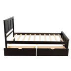 Lit plateforme de rangement en bois pour lits jumeaux avec lit gigogne/deux tiroirs-ModernLuxe
