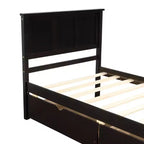 Lit plateforme de rangement en bois pour lits jumeaux avec lit gigogne/deux tiroirs-ModernLuxe