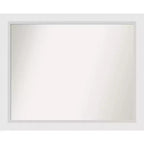 Amanti Art Blanco White Non-Beveled Wood Bathroom Wall Mirror