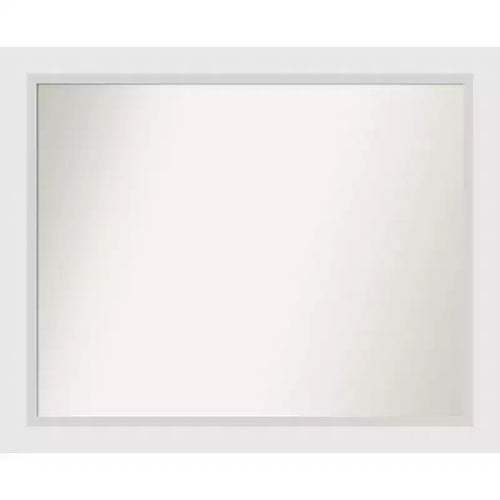 Amanti Art Blanco White Non-Beveled Wood Bathroom Wall Mirror
