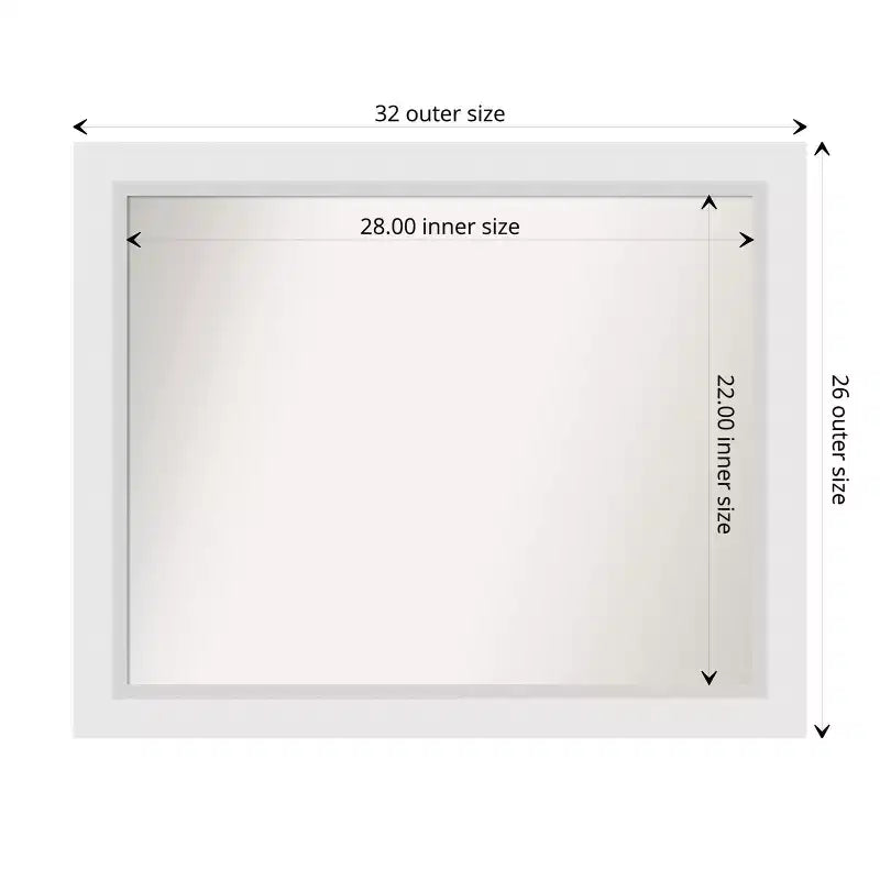Miroir mural de salle de bain Amanti Art Blanco White, sans biseau