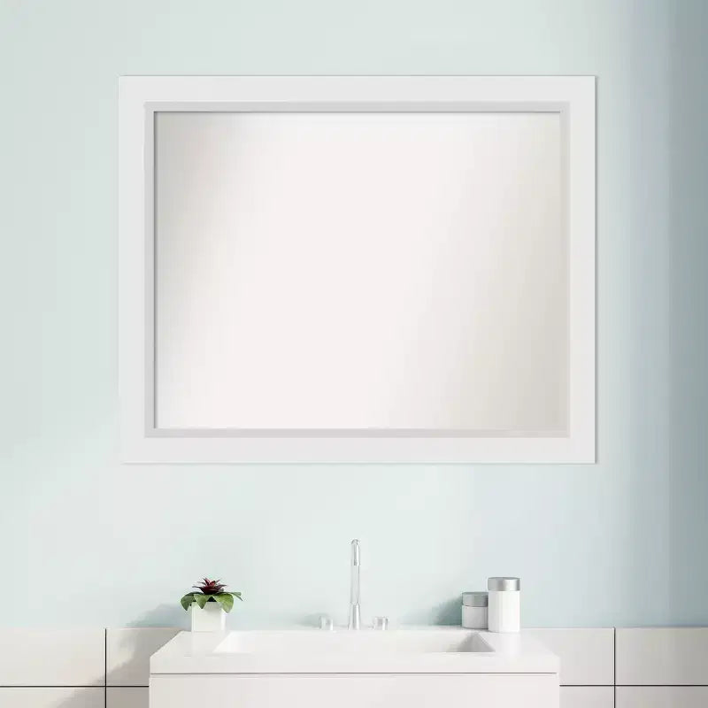 Miroir mural de salle de bain Amanti Art Blanco White, sans biseau