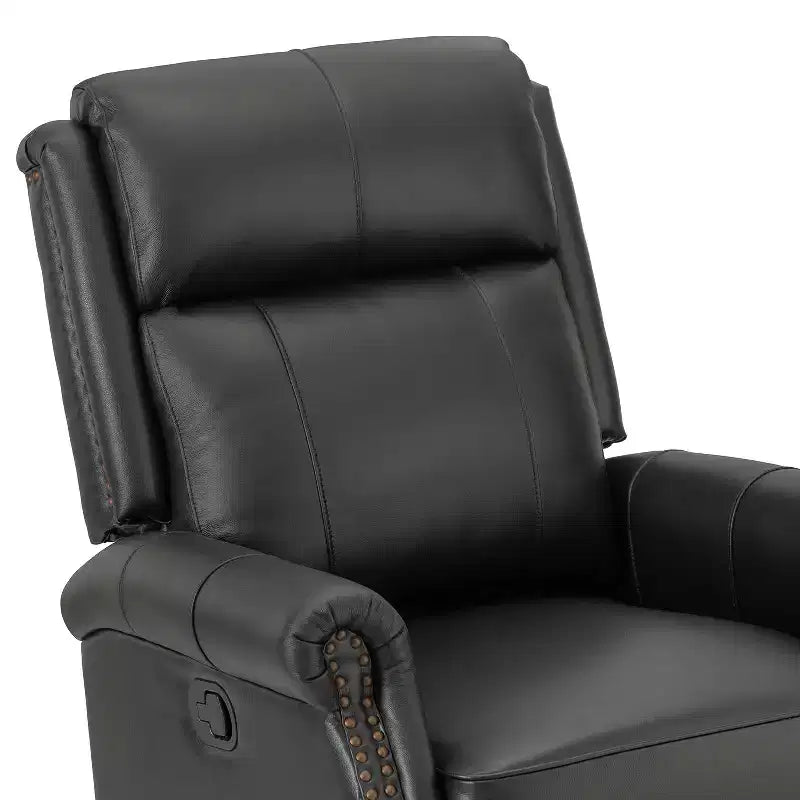 Fauteuil inclinable manuel Irène en cuir véritable, 77,5 cm de large, avec accoudoirs roulés | ART OF LIVING DESIGNS