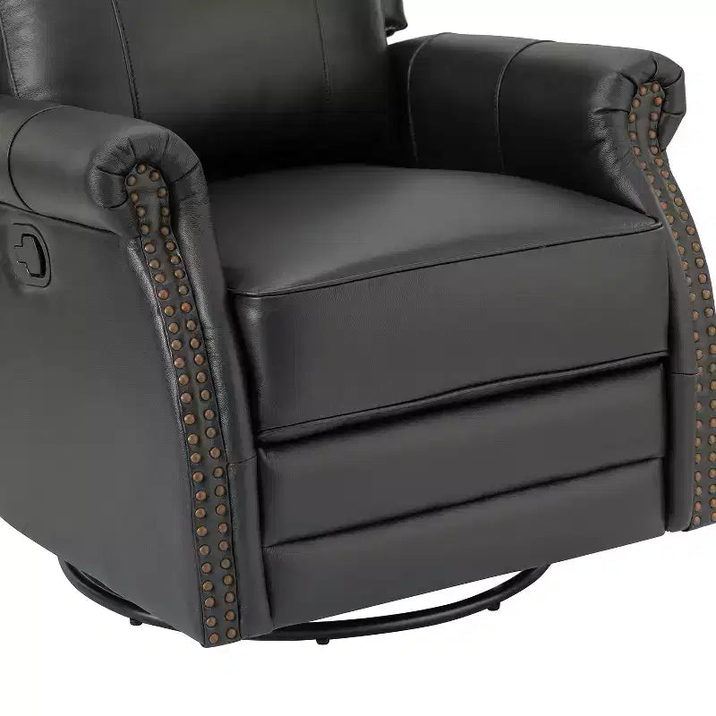 Fauteuil inclinable manuel Irène en cuir véritable, 77,5 cm de large, avec accoudoirs roulés | ART OF LIVING DESIGNS