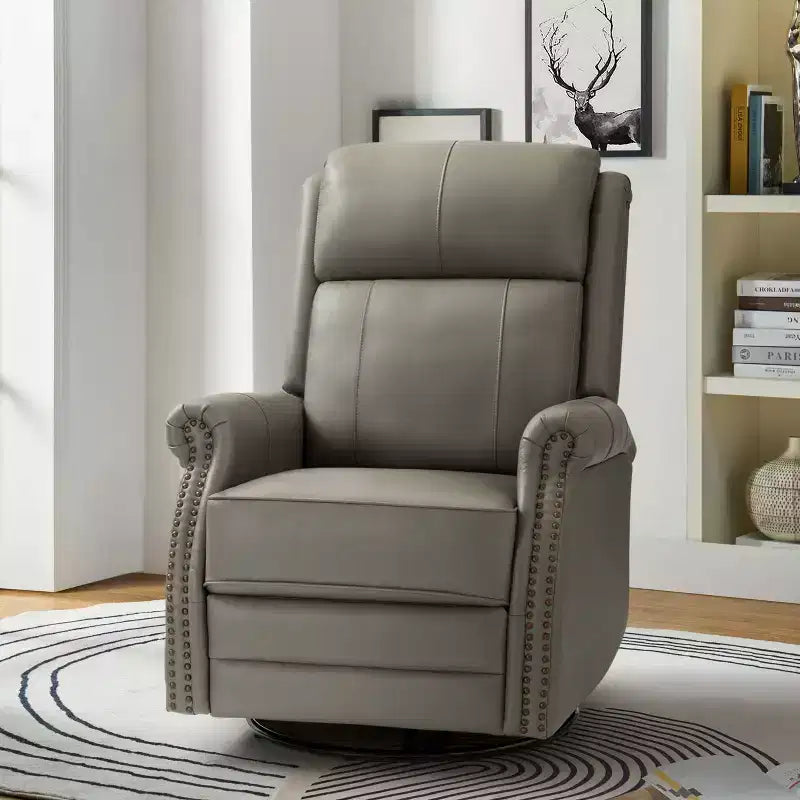 Fauteuil inclinable manuel Irène en cuir véritable, 77,5 cm de large, avec accoudoirs roulés | ART OF LIVING DESIGNS