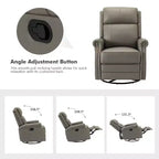 Fauteuil inclinable manuel Irène en cuir véritable, 77,5 cm de large, avec accoudoirs roulés | ART OF LIVING DESIGNS
