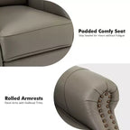 Fauteuil inclinable manuel Irène en cuir véritable, 77,5 cm de large, avec accoudoirs roulés | ART OF LIVING DESIGNS