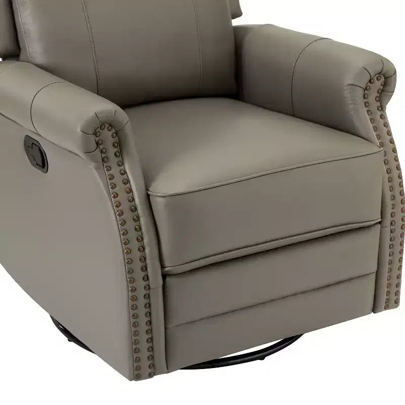 Fauteuil inclinable manuel Irène en cuir véritable, 77,5 cm de large, avec accoudoirs roulés | ART OF LIVING DESIGNS