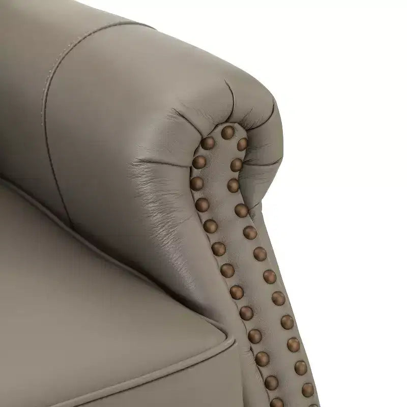 Fauteuil inclinable manuel Irène en cuir véritable, 77,5 cm de large, avec accoudoirs roulés | ART OF LIVING DESIGNS
