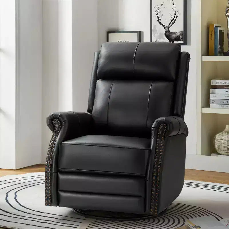 Fauteuil inclinable manuel Irène en cuir véritable, 77,5 cm de large, avec accoudoirs roulés | ART OF LIVING DESIGNS