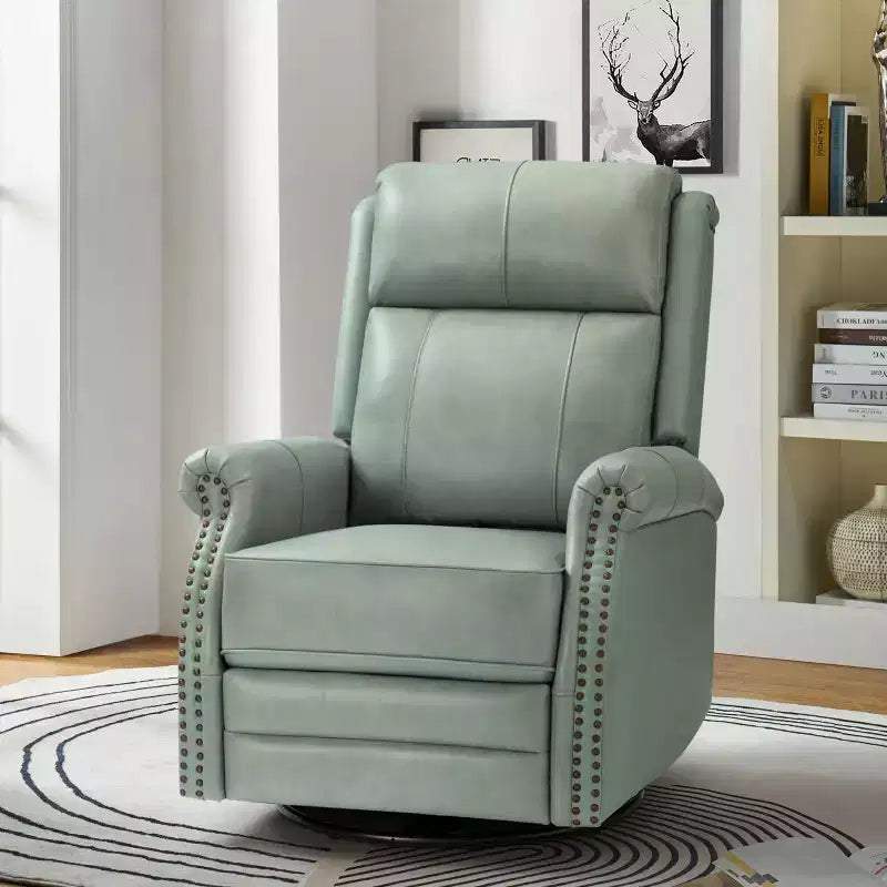 Fauteuil inclinable manuel Irène en cuir véritable, 77,5 cm de large, avec accoudoirs roulés | ART OF LIVING DESIGNS