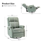 Fauteuil inclinable manuel Irène en cuir véritable, 77,5 cm de large, avec accoudoirs roulés | ART OF LIVING DESIGNS