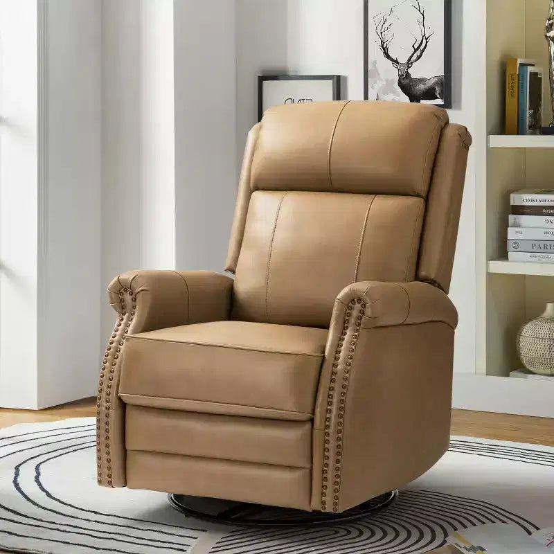 Fauteuil inclinable manuel Irène en cuir véritable, 77,5 cm de large, avec accoudoirs roulés | ART OF LIVING DESIGNS