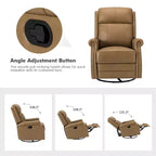 Fauteuil inclinable manuel Irène en cuir véritable, 77,5 cm de large, avec accoudoirs roulés | ART OF LIVING DESIGNS