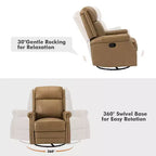 Fauteuil inclinable manuel Irène en cuir véritable, 77,5 cm de large, avec accoudoirs roulés | ART OF LIVING DESIGNS