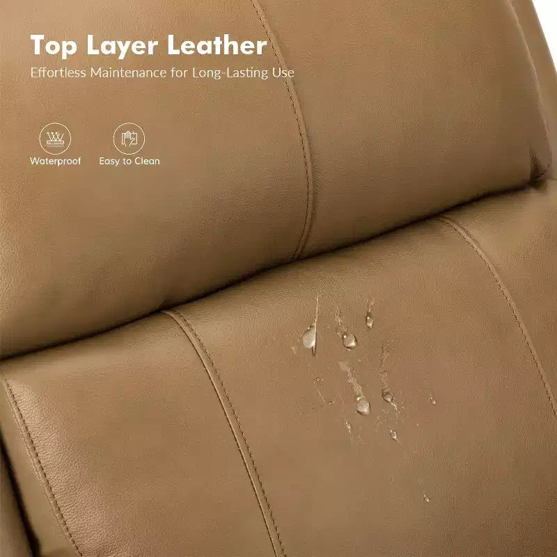 Fauteuil inclinable manuel Irène en cuir véritable, 77,5 cm de large, avec accoudoirs roulés | ART OF LIVING DESIGNS