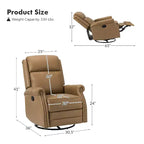 Fauteuil inclinable manuel Irène en cuir véritable, 77,5 cm de large, avec accoudoirs roulés | ART OF LIVING DESIGNS