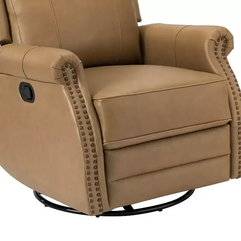 Fauteuil inclinable manuel Irène en cuir véritable, 77,5 cm de large, avec accoudoirs roulés | ART OF LIVING DESIGNS