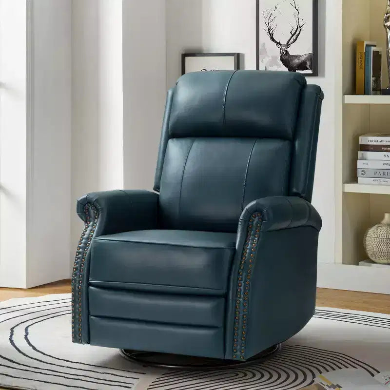 Fauteuil inclinable manuel Irène en cuir véritable, 77,5 cm de large, avec accoudoirs roulés | ART OF LIVING DESIGNS