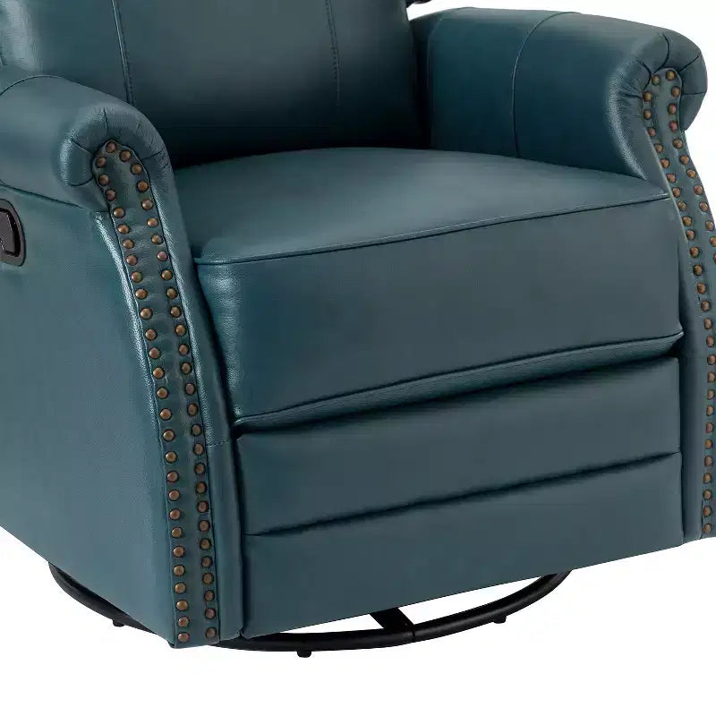 Fauteuil inclinable manuel Irène en cuir véritable, 77,5 cm de large, avec accoudoirs roulés | ART OF LIVING DESIGNS