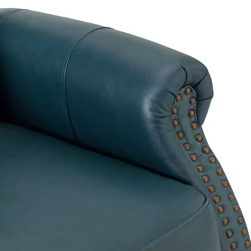 Fauteuil inclinable manuel Irène en cuir véritable, 77,5 cm de large, avec accoudoirs roulés | ART OF LIVING DESIGNS