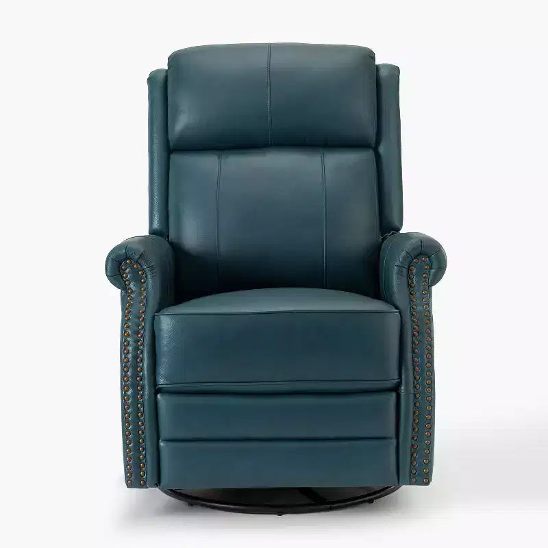 Fauteuil inclinable manuel Irène en cuir véritable, 77,5 cm de large, avec accoudoirs roulés | ART OF LIVING DESIGNS