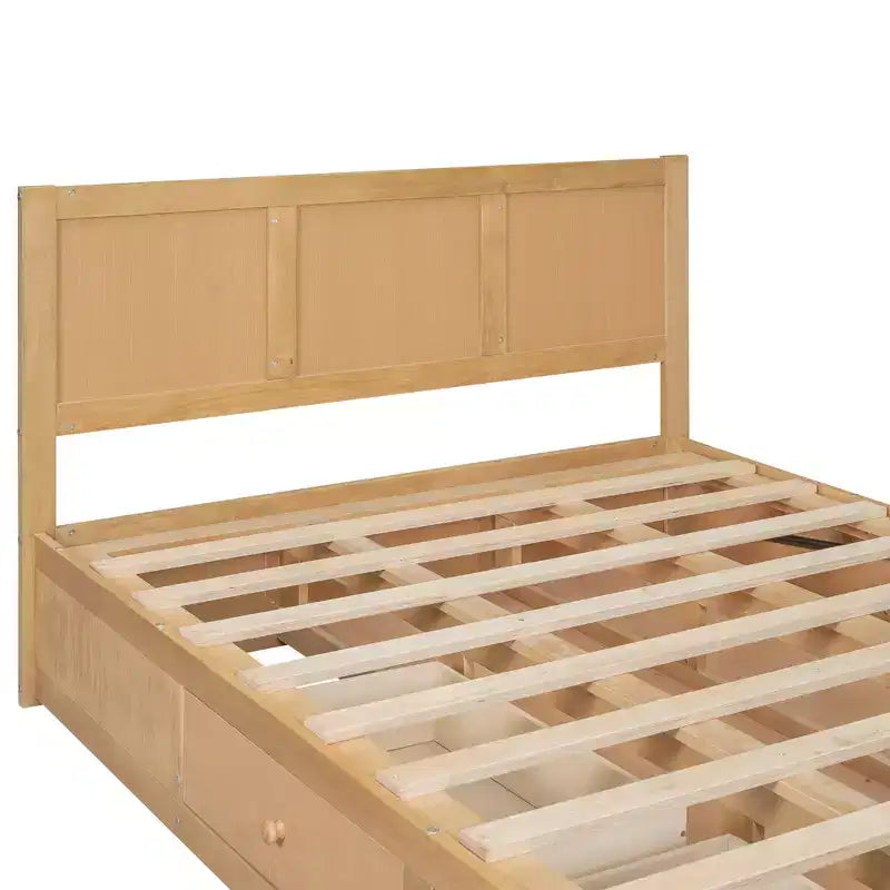 Lit plateforme en bois avec rangement intégré et 2 tiroirs-ModernLuxe