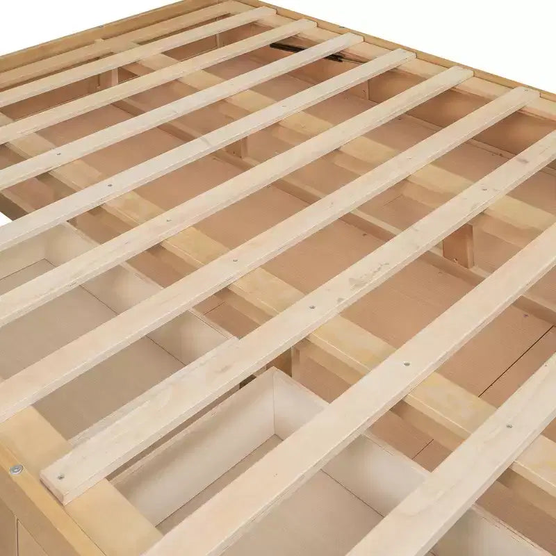 Lit plateforme en bois avec rangement intégré et 2 tiroirs-ModernLuxe