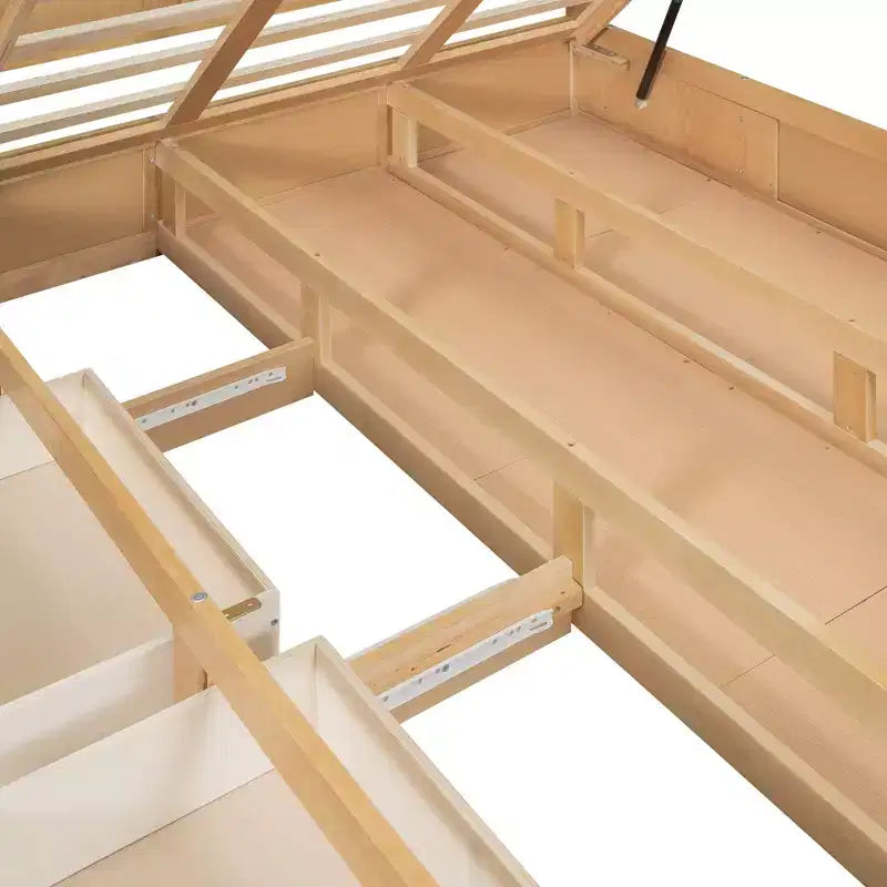Lit plateforme en bois avec rangement intégré et 2 tiroirs-ModernLuxe
