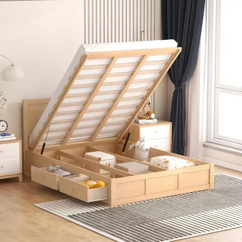 Lit plateforme en bois avec rangement intégré et 2 tiroirs-ModernLuxe