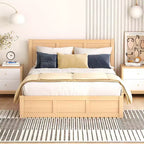 Lit plateforme en bois avec rangement intégré et 2 tiroirs-ModernLuxe