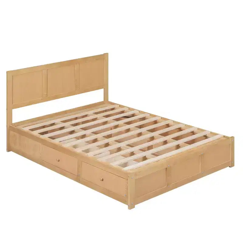 Lit plateforme en bois avec rangement intégré et 2 tiroirs-ModernLuxe