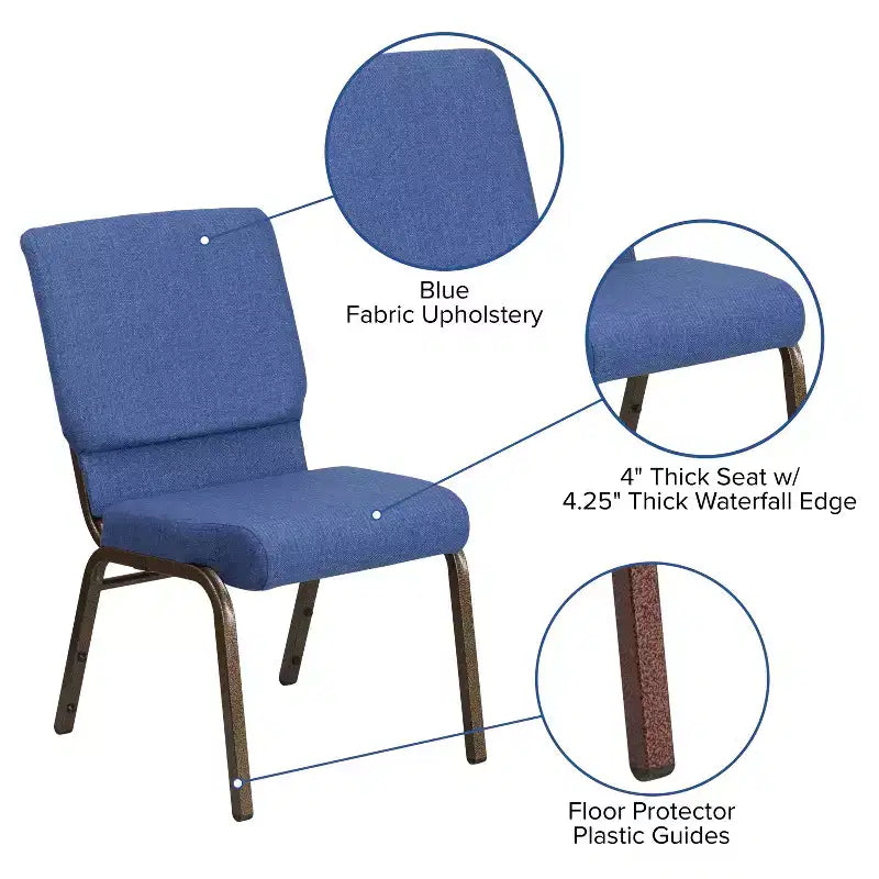 Lot de 4 chaises d'église empilables Emma et Oliver de 47 cm de large