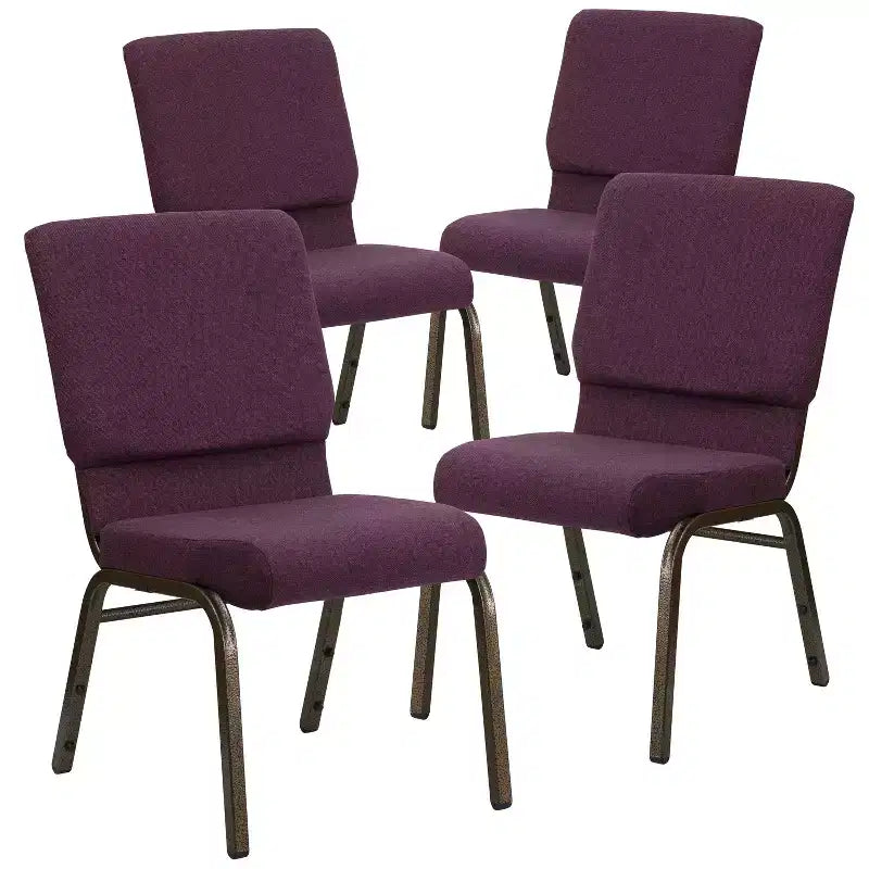 Lot de 4 chaises d'église empilables Emma et Oliver de 47 cm de large