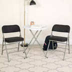 Chaise pliante en métal Emma et Oliver (lot de 4) haut de gamme, rembourrée en tissu, avec triple renfort incurvé et charnières
