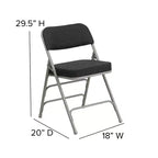 Chaise pliante en métal Emma et Oliver (lot de 4) haut de gamme, rembourrée en tissu, avec triple renfort incurvé et charnières