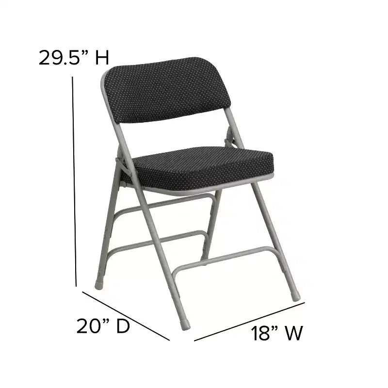 Chaise pliante en métal Emma et Oliver (lot de 4) haut de gamme, rembourrée en tissu, avec triple renfort incurvé et charnières