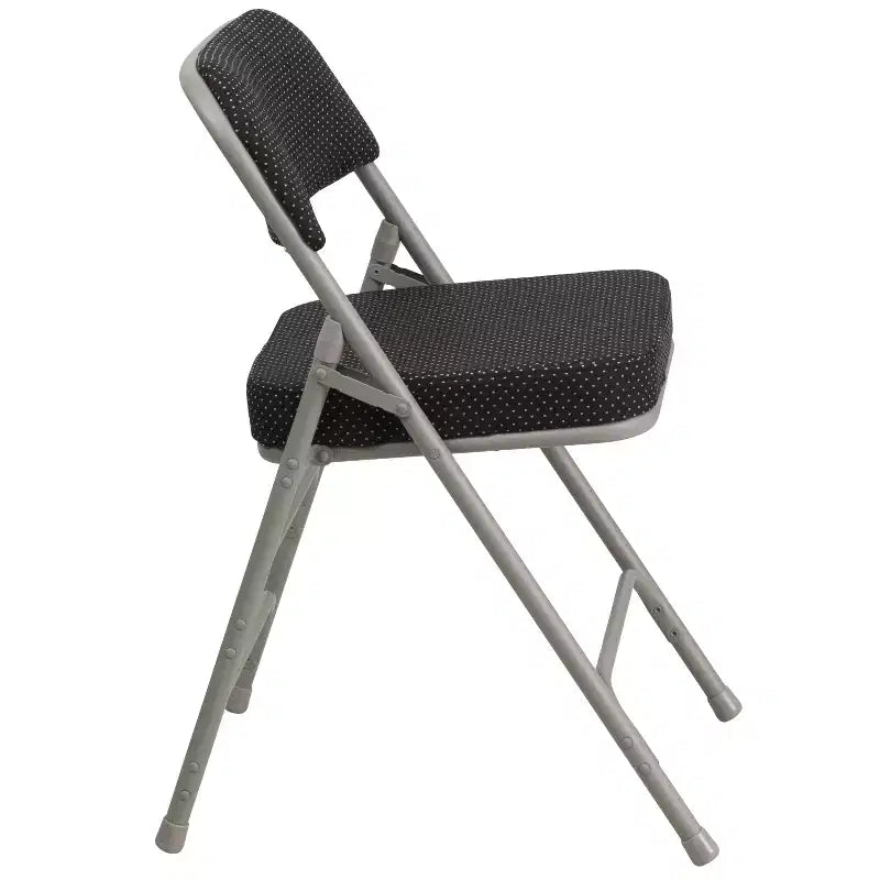 Chaise pliante en métal Emma et Oliver (lot de 4) haut de gamme, rembourrée en tissu, avec triple renfort incurvé et charnières