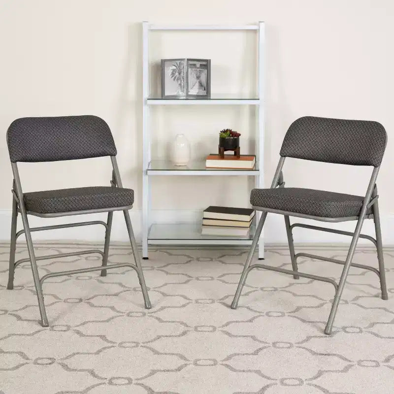 Chaise pliante en métal Emma et Oliver (lot de 4) haut de gamme, rembourrée en tissu, avec triple renfort incurvé et charnières