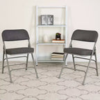 Chaise pliante en métal Emma et Oliver (lot de 4) haut de gamme, rembourrée en tissu, avec triple renfort incurvé et charnières