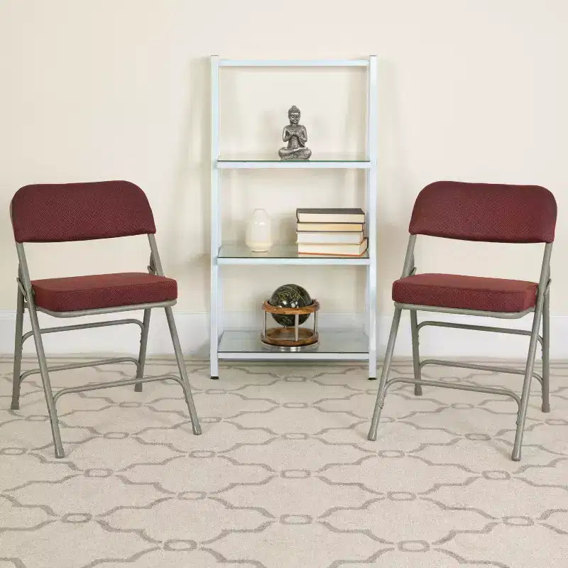 Chaise pliante en métal Emma et Oliver (lot de 4) haut de gamme, rembourrée en tissu, avec triple renfort incurvé et charnières