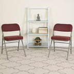 Chaise pliante en métal Emma et Oliver (lot de 4) haut de gamme, rembourrée en tissu, avec triple renfort incurvé et charnières