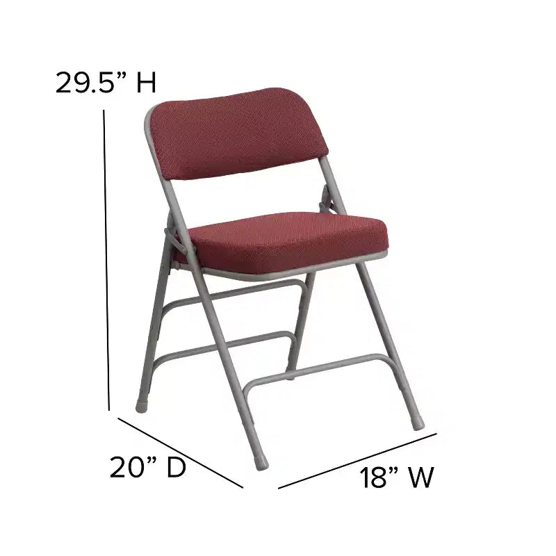 Chaise pliante en métal Emma et Oliver (lot de 4) haut de gamme, rembourrée en tissu, avec triple renfort incurvé et charnières