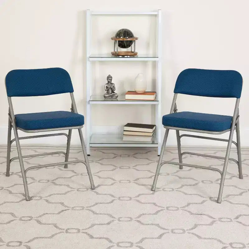 Chaise pliante en métal Emma et Oliver (lot de 4) haut de gamme, rembourrée en tissu, avec triple renfort incurvé et charnières