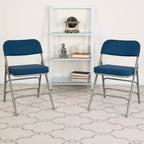 Chaise pliante en métal Emma et Oliver (lot de 4) haut de gamme, rembourrée en tissu, avec triple renfort incurvé et charnières