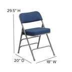 Chaise pliante en métal Emma et Oliver (lot de 4) haut de gamme, rembourrée en tissu, avec triple renfort incurvé et charnières