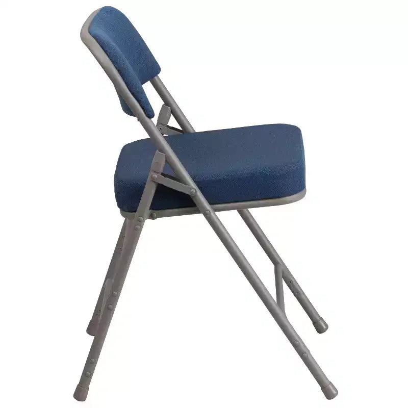Chaise pliante en métal Emma et Oliver (lot de 4) haut de gamme, rembourrée en tissu, avec triple renfort incurvé et charnières