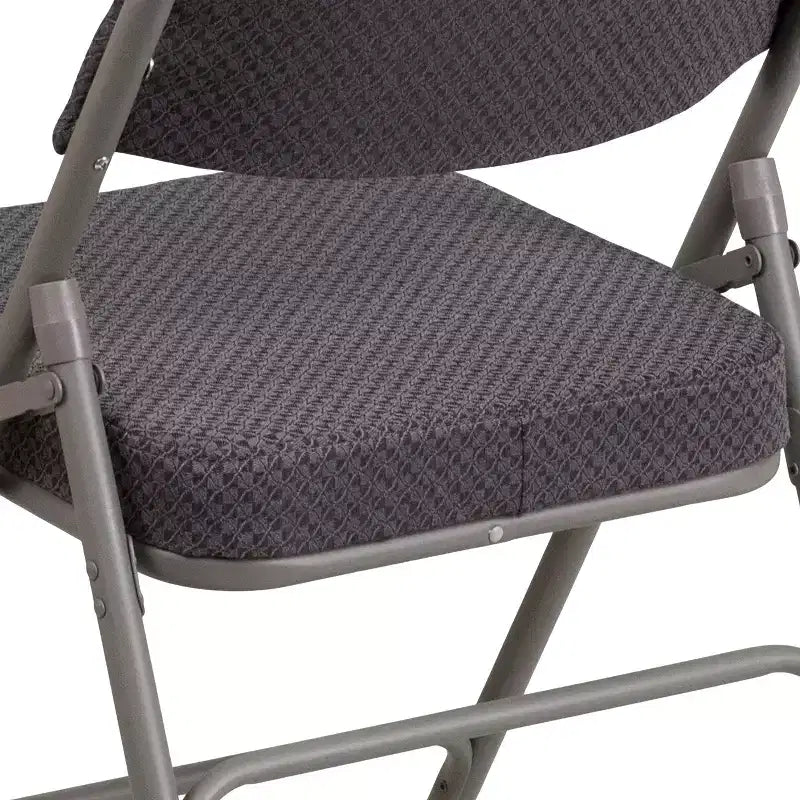 Chaise pliante en métal Emma et Oliver (lot de 4) haut de gamme, rembourrée en tissu, avec triple renfort incurvé et charnières